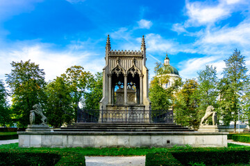 Unknown Mausoleum in the Wilanow Park, Warsaw, Poland.