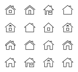 house, home, building, icon, outline, line art, architecture, dwelling, residence, property, real estate, symbol, graphic, design, element, black, white, isolated, set, collection, structure, roof, wi