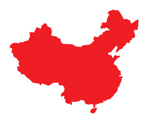 china, map, silhouette, country, asia, geography, nation, outline, shape, territory, political map, cartography, illustration, graphic, design, isolated, red, white background, national, borders, east