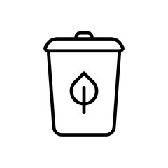Outline compost bin organic recycling waste line art
