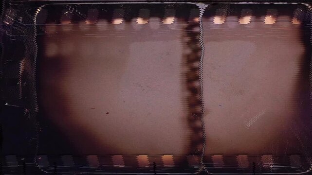 Close up of old vintage slide films glitch effect