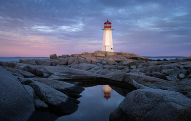 Peggys Point Lighthouse with reflection