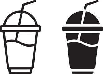 drink cup icon outline and filled smoothie milkshake vector set