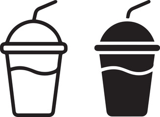 drink beverage icon filled and outline cup with straw vector