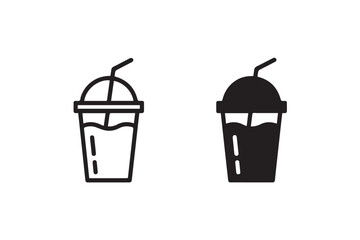 drink smoothie milkshake cup icon set outline filled vector