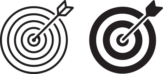 target bullseye icon duo outlined and filled arrow precision symbols
