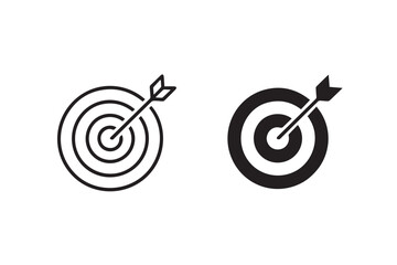 target goal icon set bullseye arrows outlined and filled vector duo