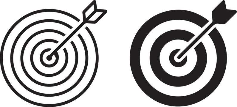 target bullseye icon duo outlined and filled arrow precision symbols