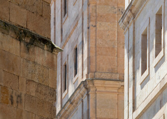 Historic building facade with arched windows