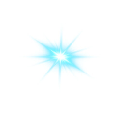 Blue Light Starburst Glow Lens Flare Effect Isolated on Transparent Background for Photo Editing and Graphic Design