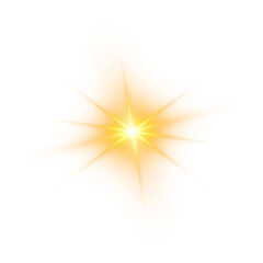 Yellow Orange  Glow Burst Light Effect with Radiant Rays on Transparent Background 
