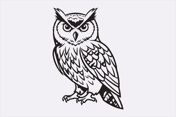 Line art see bird owl design art