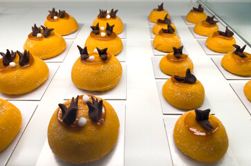 Traditional dessert of the town of Bergamo, Italy. Sweetened polenta and chocolate birds. Delicious...