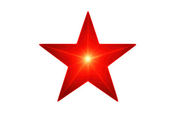 Obraz premium Red five-pointed star with a central golden glow and light effect, embodying concepts of victory, quality, and leadership