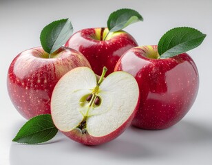 red apple with leaf