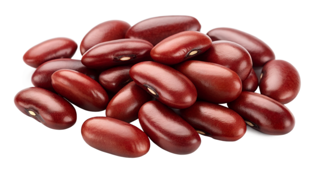 red beans isolated on transparent white background full depth of field clipping path