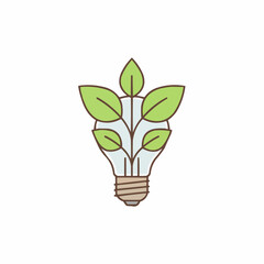 Lightbulb with green leaves sprouting from it representing eco friendly idea