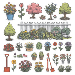 set of trees in the garden