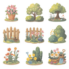 set of garden plants