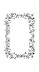 Floral Elegance: An elegant frame, a delicate floral arrangement. featuring an intricate border composed of gracefully drawn flowers and leaves.