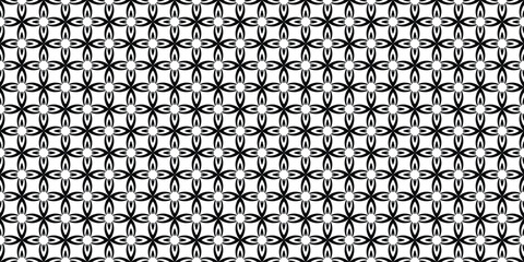 Black Geometric Floral Seamless Pattern. Vector Repeating Background.