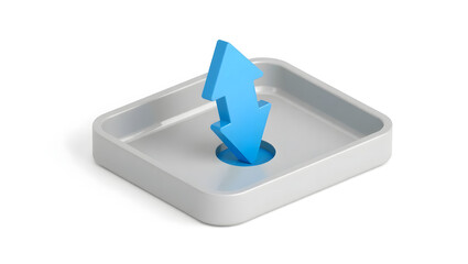 Dynamic blue arrow icon depicting data transfer, showcasing seamless integration and digital connectivity, ideal for tech startups and innovative businesses