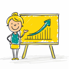 Person at whiteboard with rising graph &ndash; Business, growth, presentation, success