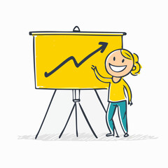Person at whiteboard with rising graph &ndash; Business, growth, presentation, success