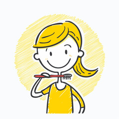 Person brushing teeth &ndash; Hygiene, morning routine, health, bathroom