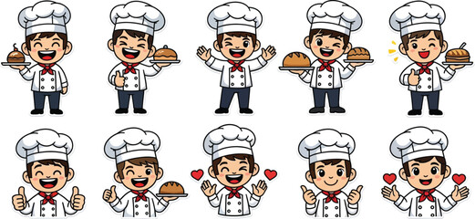 Baking-Themed Chef Illustrations for Stickers