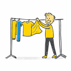 Person hanging laundry &ndash; Household, drying clothes, daily chores, home life