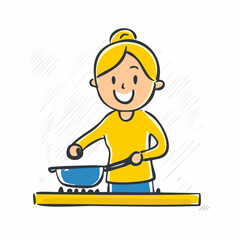 Person cooking on stove &ndash; Kitchen, food preparation, home, meal