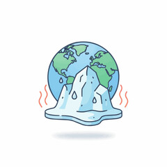 Melting iceberg in front of earth globe representing global warming issue
