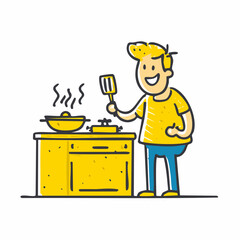 Person cooking on stove &ndash; Kitchen, food preparation, home, meal