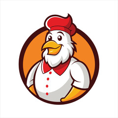 Chicken Mascot for Restaurant Logo Design Vector Illustration