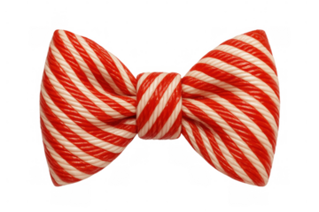 Candy cane bow tie creating festive holiday cheer and sweet celebration, isolated object on transparent background