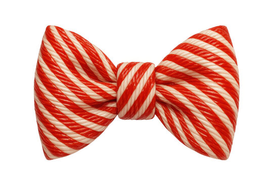 Candy cane bow tie creating festive holiday cheer and sweet celebration, isolated object on transparent background