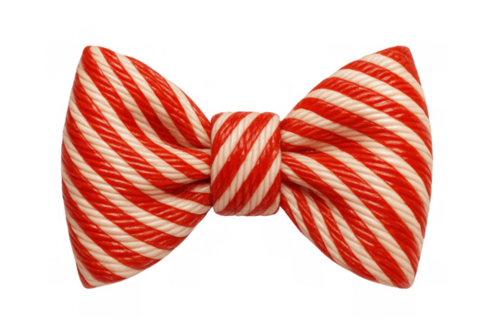 Candy cane bow tie creating festive holiday cheer and sweet celebration, isolated object on transparent background