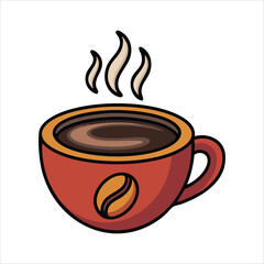 freshly brewed coffee mug with aromatic steam swirls vector art isolated on white background