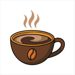 freshly brewed coffee mug with aromatic steam swirls vector art isolated on white background