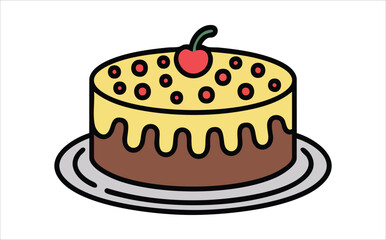 simple birthday cake vector art isolated on white background