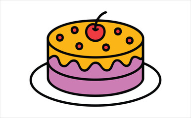 simple birthday cake vector art isolated on white background