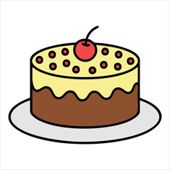 simple birthday cake vector art isolated on white background