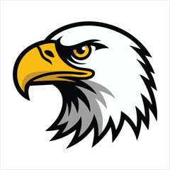 bald eagle head icon with sharp beak and focused eyes vector art isolated on white background