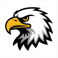 bald eagle head icon with sharp beak and focused eyes vector art isolated on white background