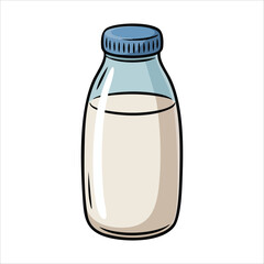 organic milk bottle illustration with dairy theme vector art isolated on white background
