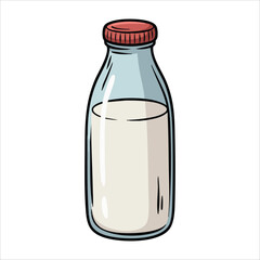 organic milk bottle illustration with dairy theme vector art isolated on white background