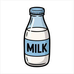 organic milk bottle illustration with dairy theme vector art isolated on white background