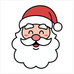 festive Santa portrait with beard vector art isolated on white background