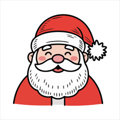 festive Santa portrait with beard vector art isolated on white background